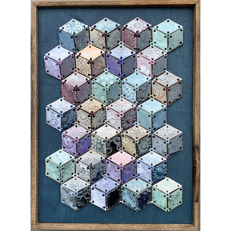 Tumbling Blocks Clay Quilt by Louise Wheeler
