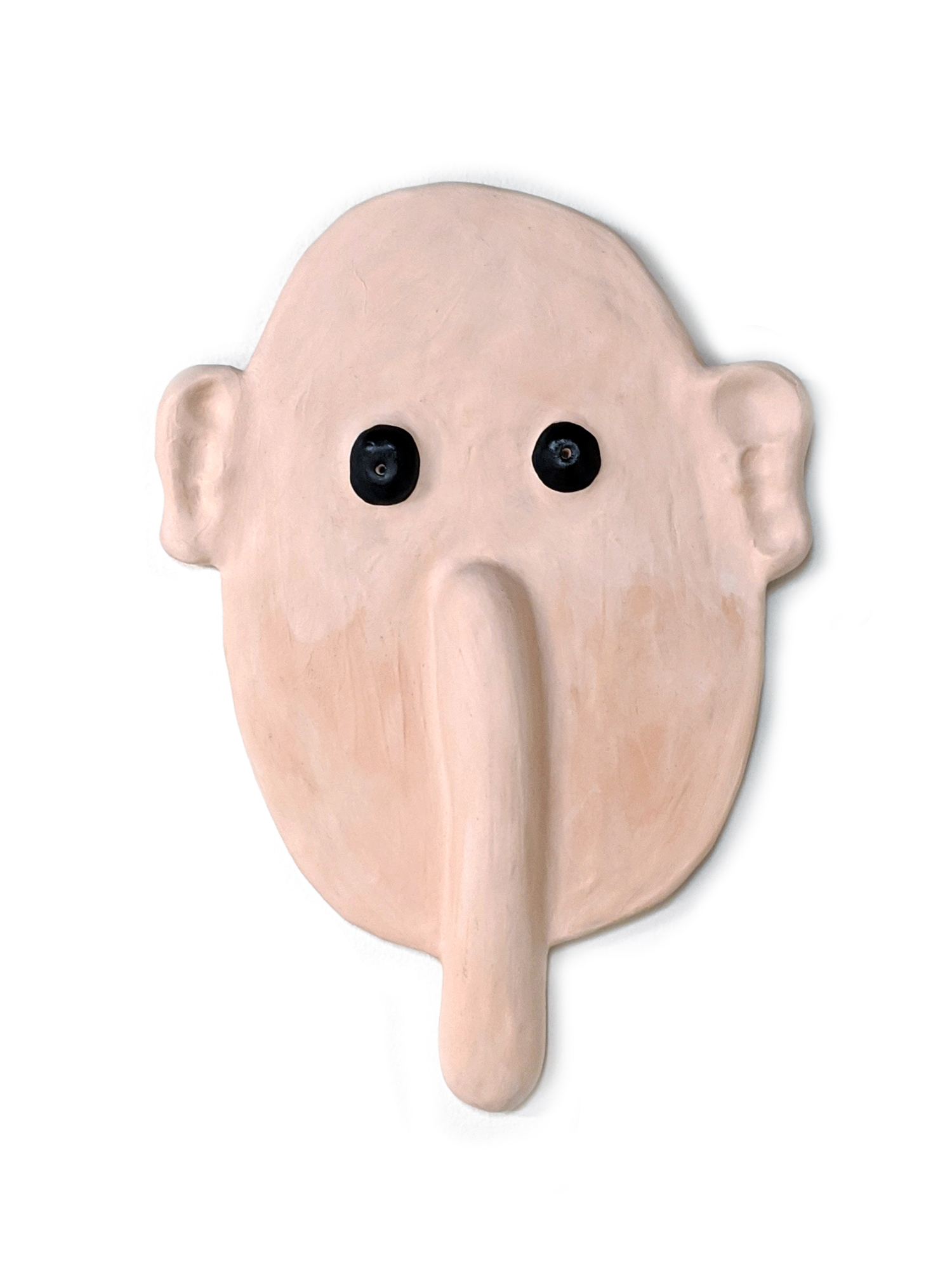 Deric Carner, "Mask with Long Nose," 2020 Pigmented plaster and acrylic 14 x 10 x 1 ½ inches