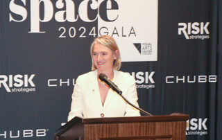 2024 Honoree Estelle Fournier making a speech at the Positive Space Gala.