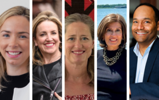 A picture of the new five board members. From left to right they are: Christine Aschwald, Heather Braun, Eleanor Lear, Jennifer Markovitz, and Greg Vargas.